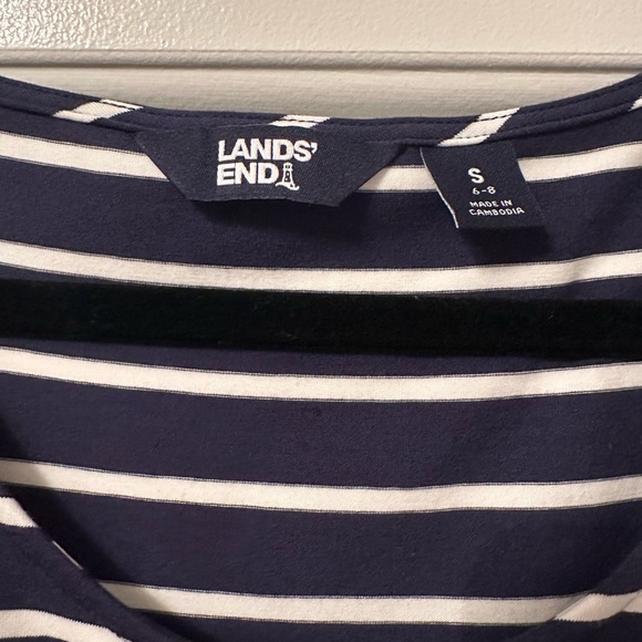 LAND’S END | Blue & White Faux Wrapped Nautical Midi Dress Size S (6-8) - Picture 3 of 6